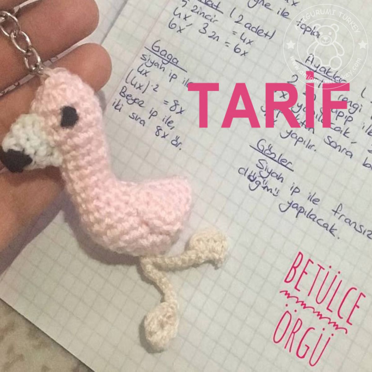 Amigurumi TürkiyeBebek Flamingo Anahtarlık Tarifi