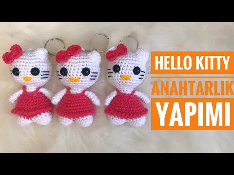 AMIGURUMI Hello Kitty Anahtarlık Yapımı( Amigrumi Hello Kitty Keychain Tutorial) ENG SUBS ON)