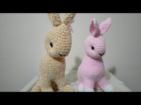 Amigurumi örgü Kadife ip ile tavşan yapımı, 4.bölüm montaj(sitting rabbit)