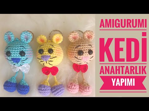 AMIGURUMI KEDİ Anahtarlık Yapımı( Amigrumi Kitty Keychain Tutorial) ENG SUBS ON)