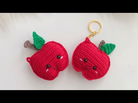 AMIGURUMI | Elma Anahtarlık Nasıl Yapılır? 🍎 (ENG SUBTITLES ON) subtítulos ESPAÑOL