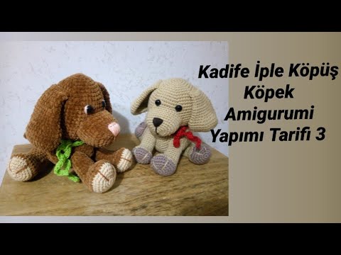 Kadife İple Köpüş, Köpek Amigurumi Yapımı Tarifi 3 (Baş 2, Burun, Arka Ayak Yapımı)